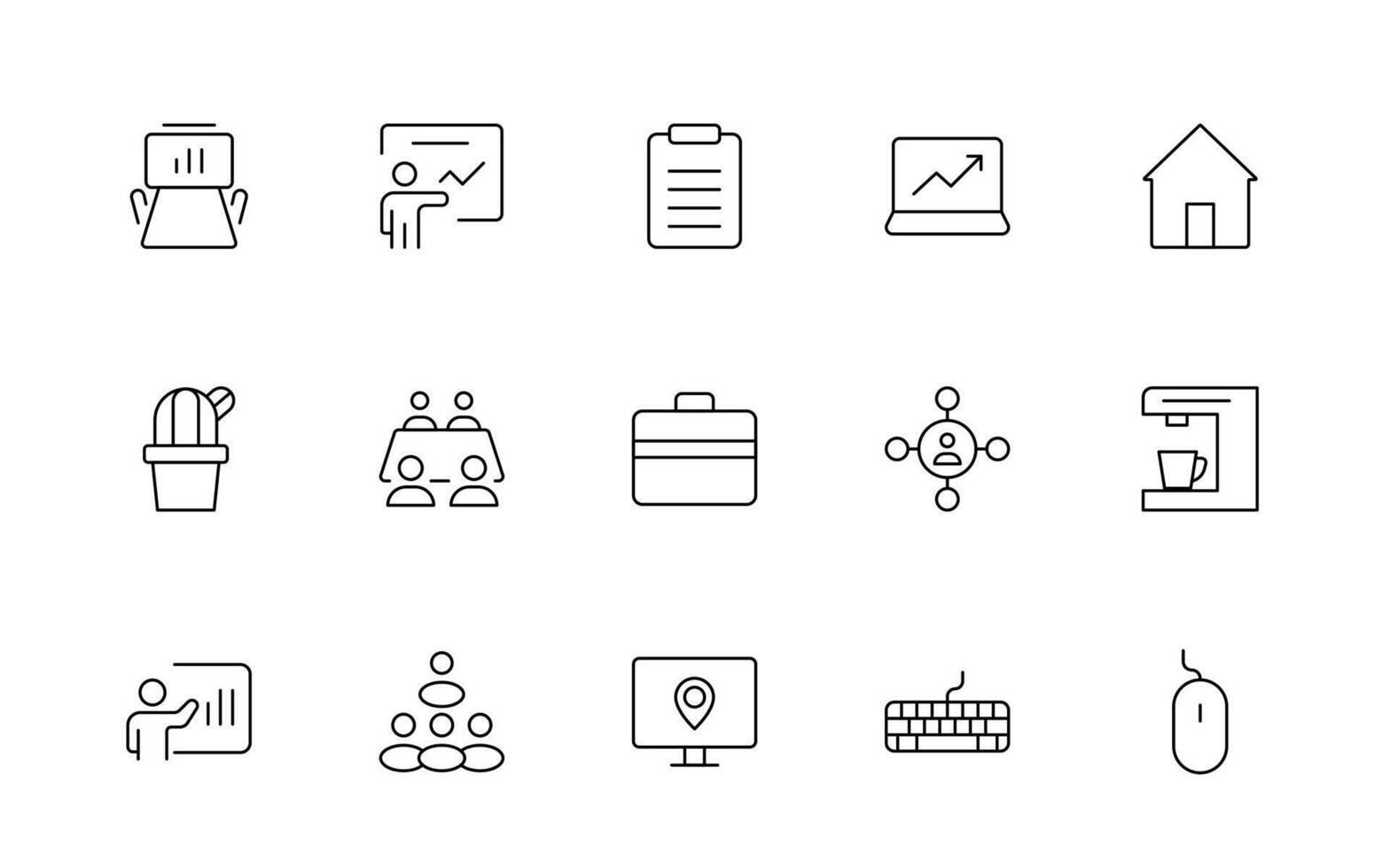 Teamwork icons set. coworking space icons. Business teamwork, team building, work group, and human resources minimal line icon collection. vector