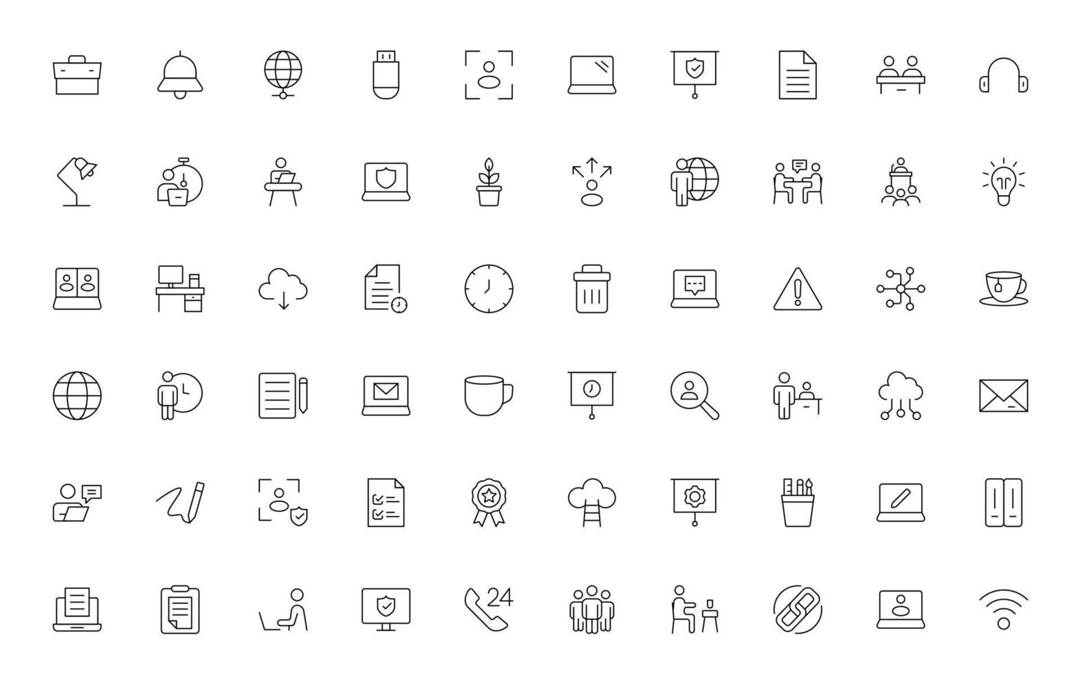 Teamwork minimal line icons collection. Set of coworking space icons. Business teamwork, team building, work group, and human resources icon set. vector