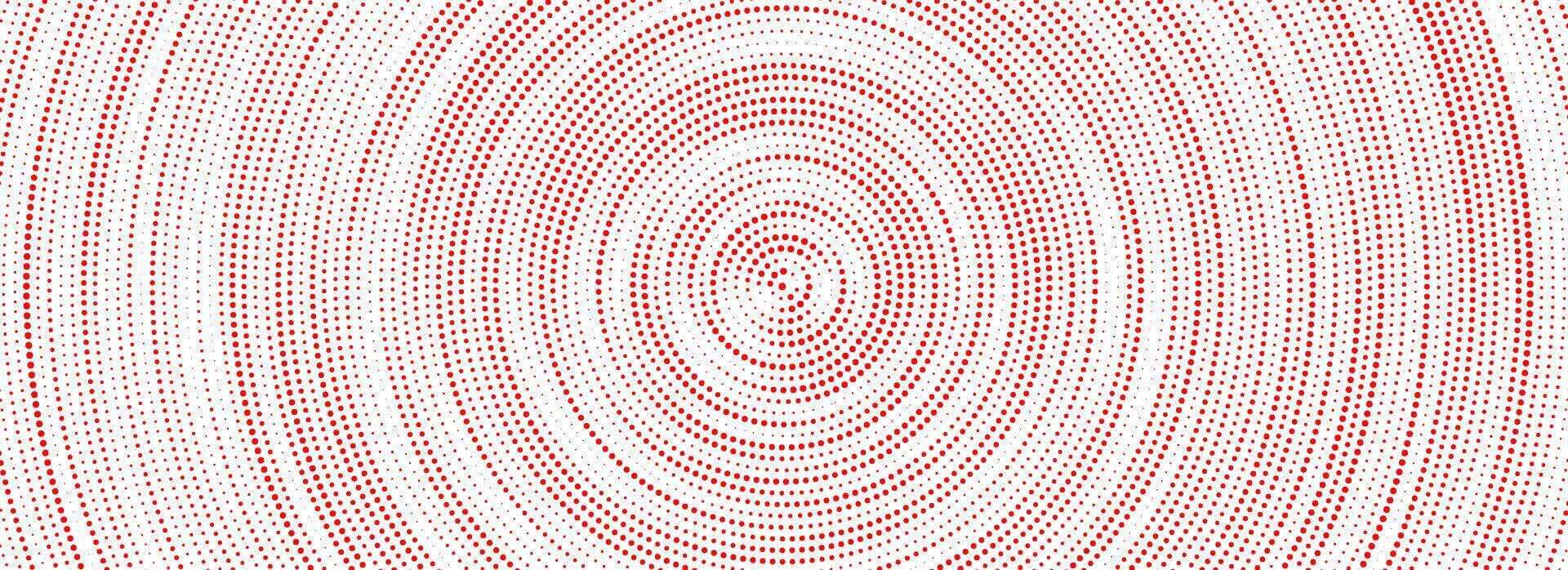 Red halftone concentric circle background. Dotted radial gradient texture. Rippled sonic wave ring wallpaper. Rasterized rough backdrop for epicenter, target, radar signal, vibration concept vector