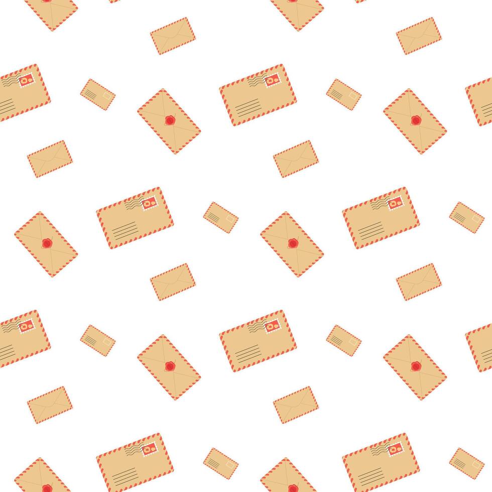 Patterns of envelopes scattered on a white background create a visually appealing design vector