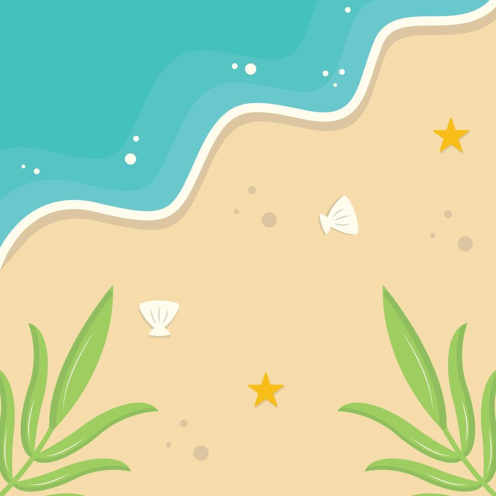 Top View Summer Beach Background with Flat Design. vector