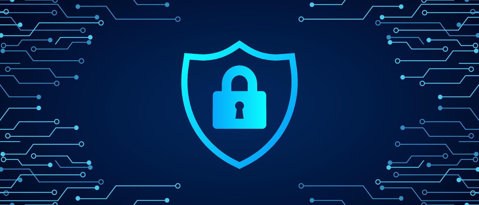 Padlock on circuit board. Secure system and network protection technology concept. Cyber security technology futuristic background. illustration design for banner and template. vector