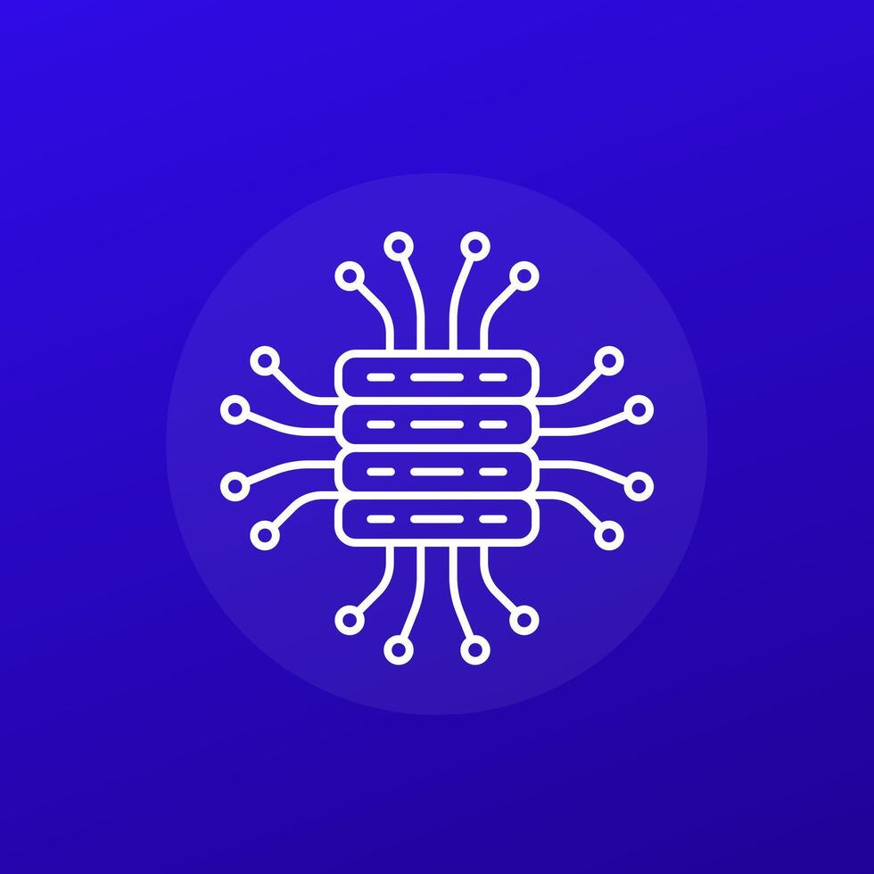 middleware, server icon in line design vector