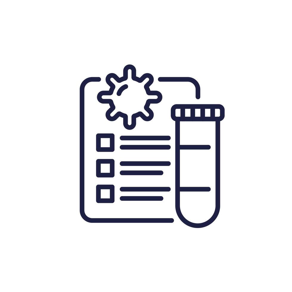 virus testing line icon wih lab sample vector