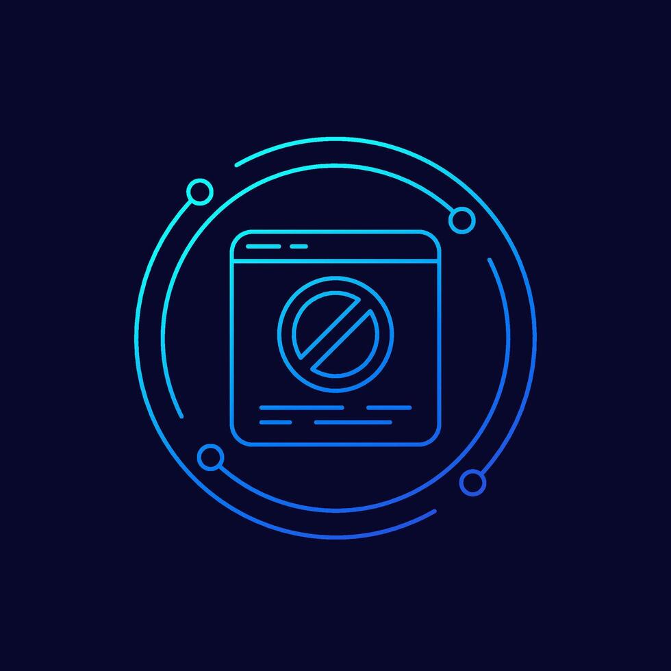 blocked web page icon, website blocking linear design vector