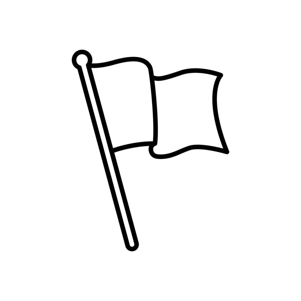 Waving flag icon. Simple outline style. Start, finish, pole, point, shape, location, pin, mark, map, pennant, flutter, place marker concept. Thin line symbol. Isolated design. vector
