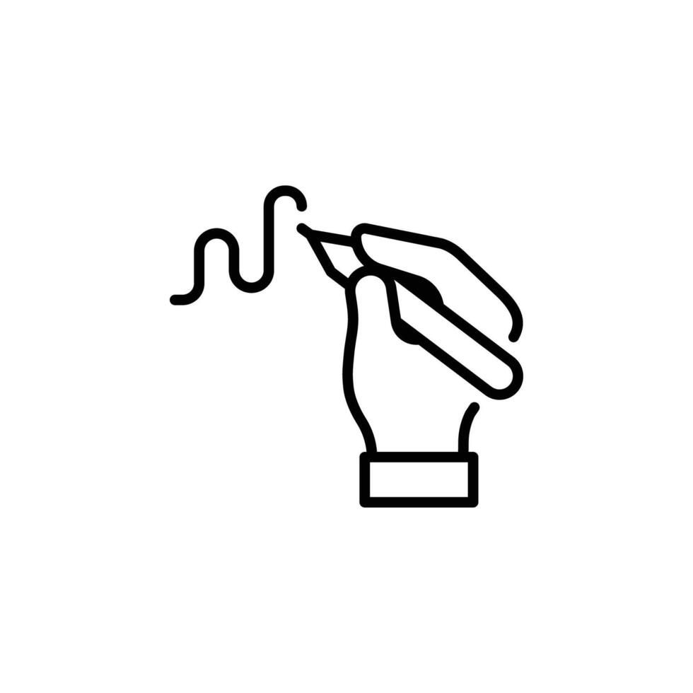 Handwriting recognition icon. Simple outline style. Hand holding pen, writing signature, conclusion contract, authentication technology concept. Thin line symbol. Isolated design. vector