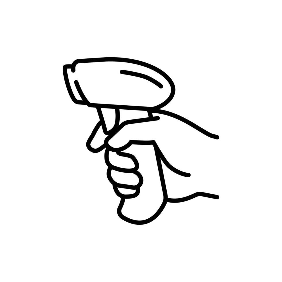 Barcode scanner icon. Simple outline style. Code, bar, technology, label, digital, supermarket tag concept. Thin line symbol. Isolated design. vector