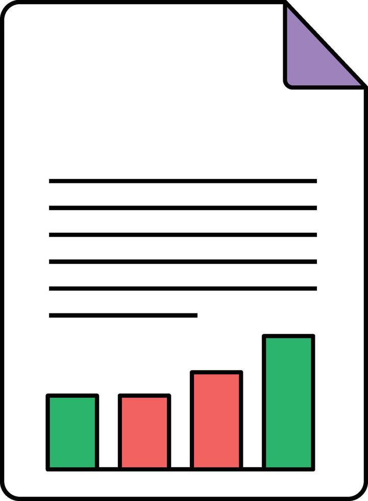 Document with Text Lines and Growing Bar Chart paper report vector