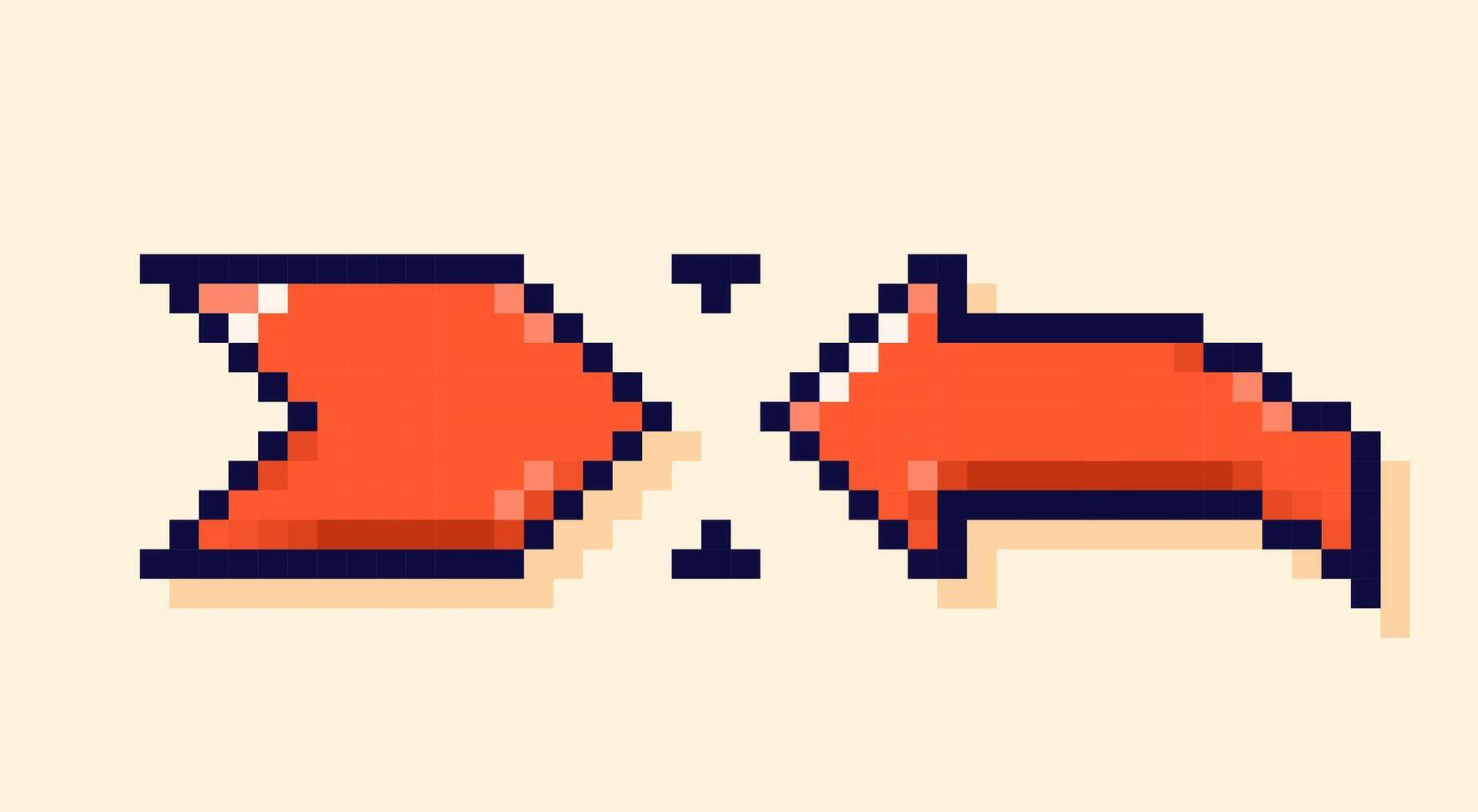 Y2K user interface arrows. Red pixel art elements. vector