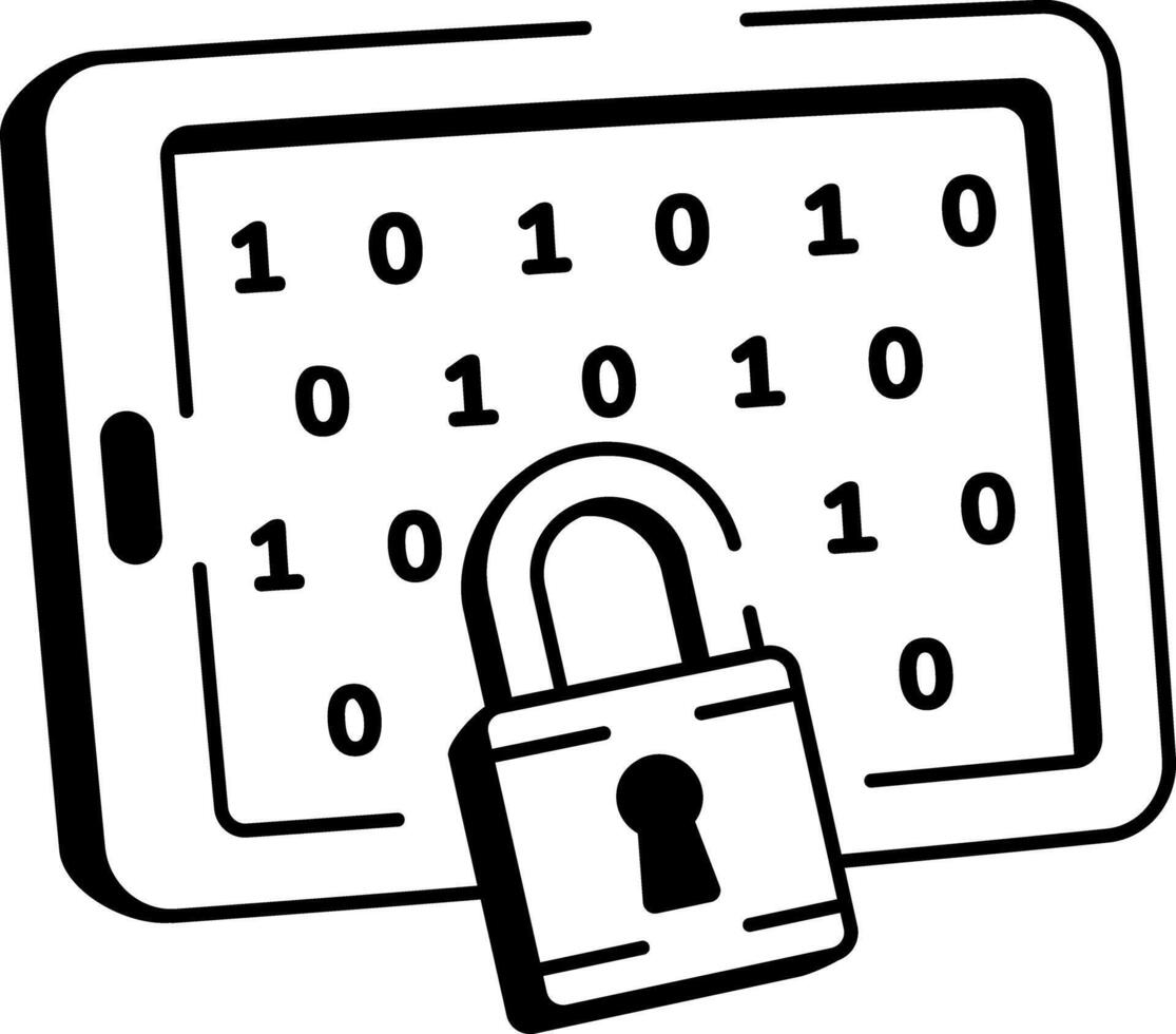 A sketchy style icon representing encrypted data vector