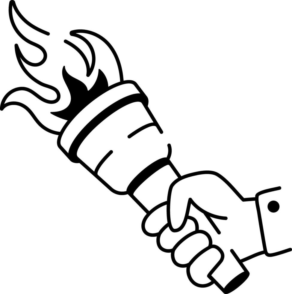 A sketchy style icon showing a burning torch vector