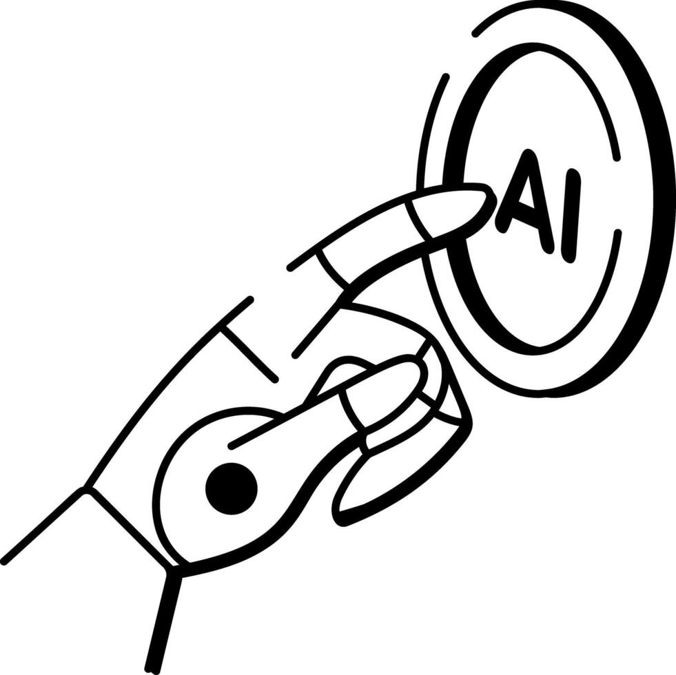 A sketchy style icon showing ai interaction system vector