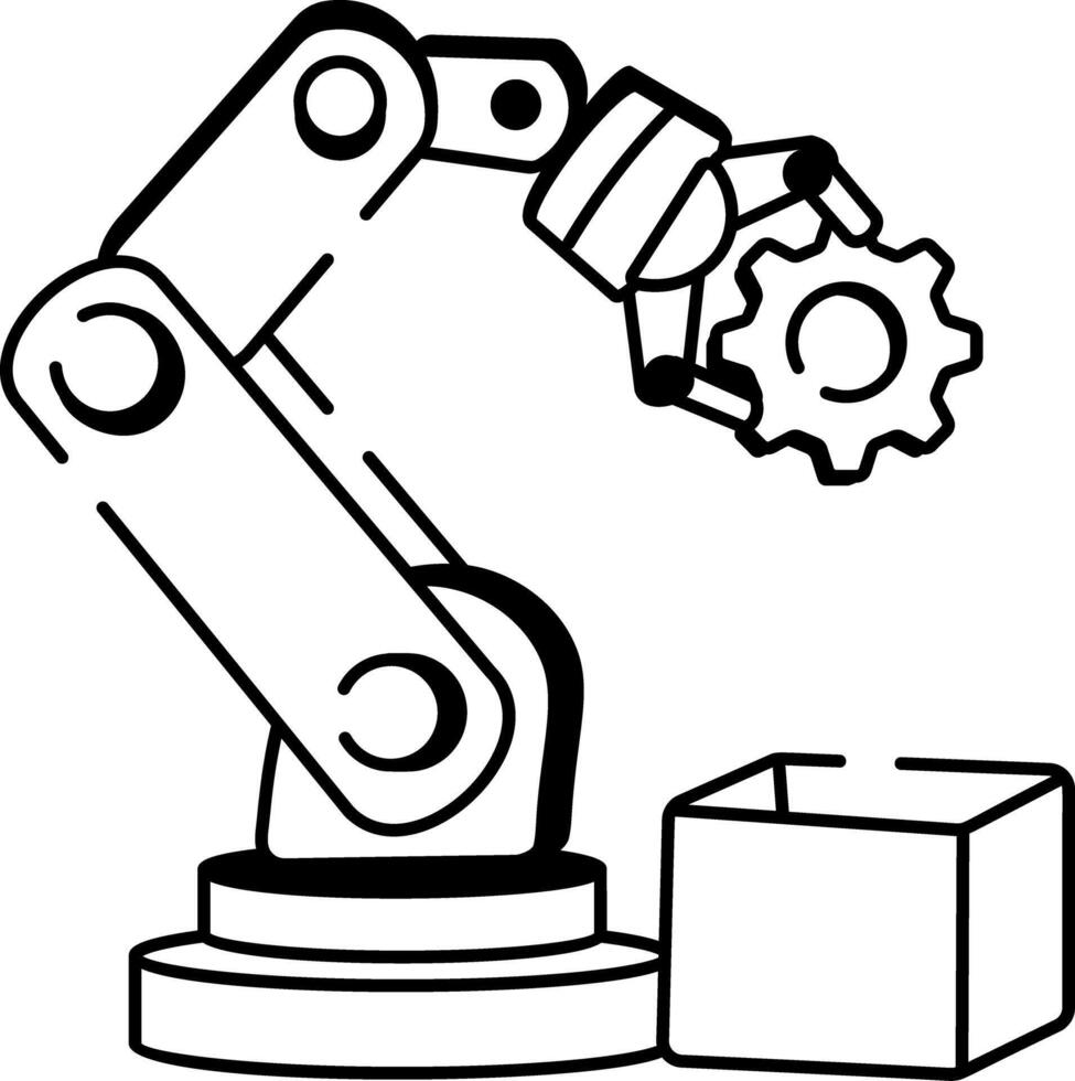 un incompleto estilo icono de un mecánico robótico brazo vector