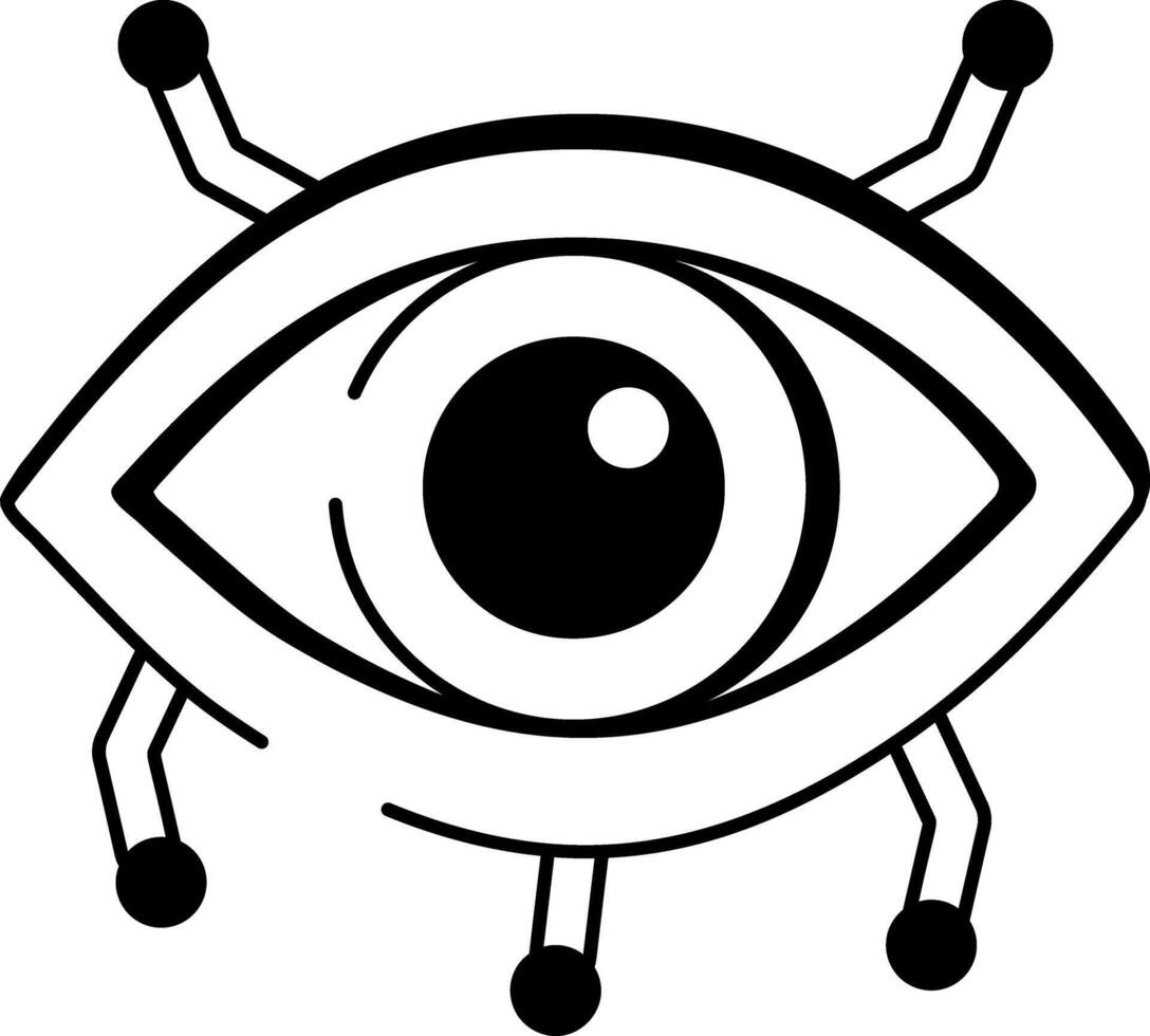 A sketchy style icon of visual intelligence eye recognition vector