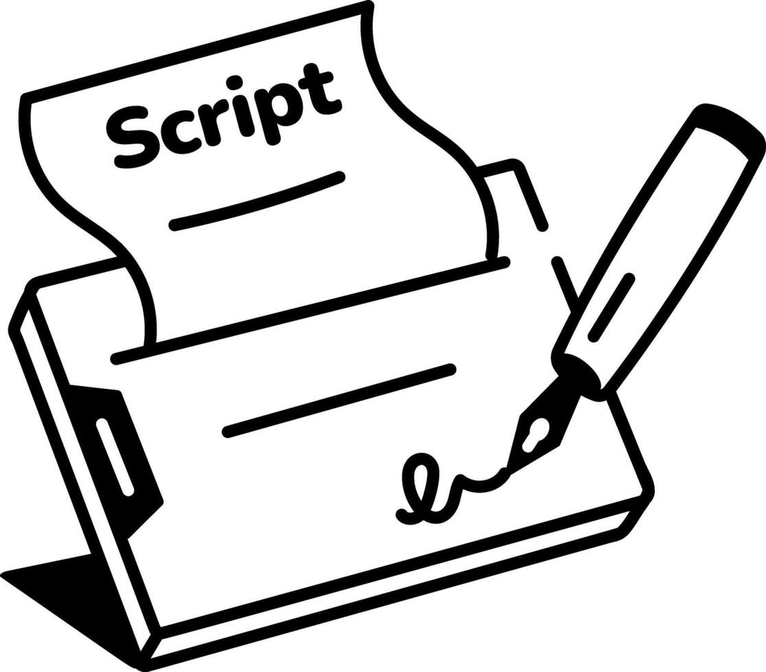 A sketchy style icon showing script writing vector