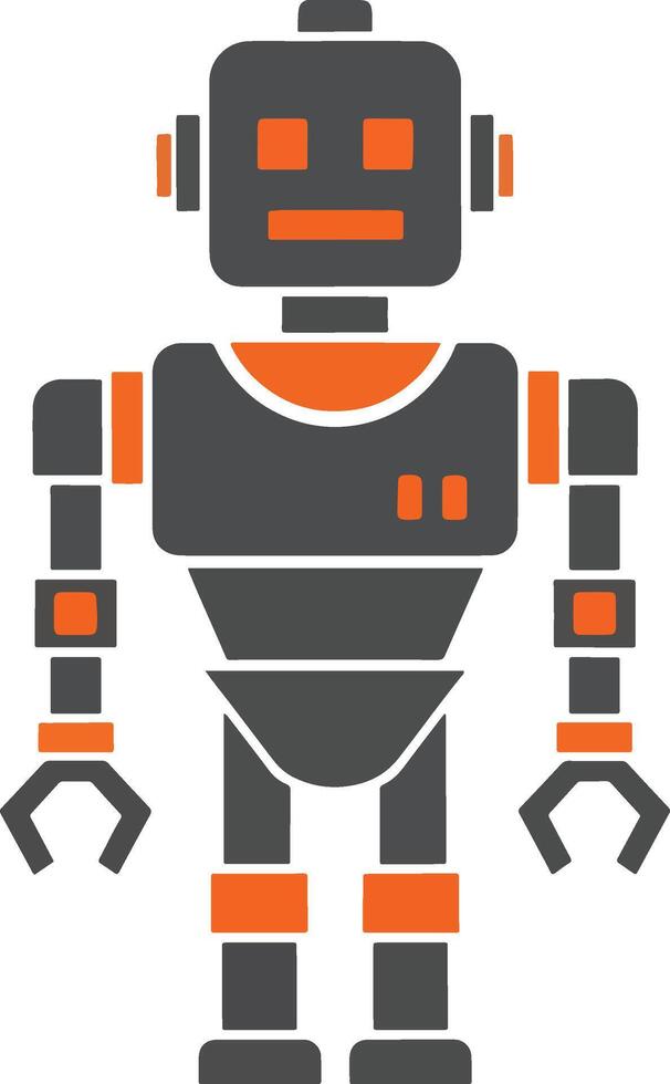 Flat design industrial robot icon. graphic representing automation, machinery, and futuristic artificial intelligence technology vector