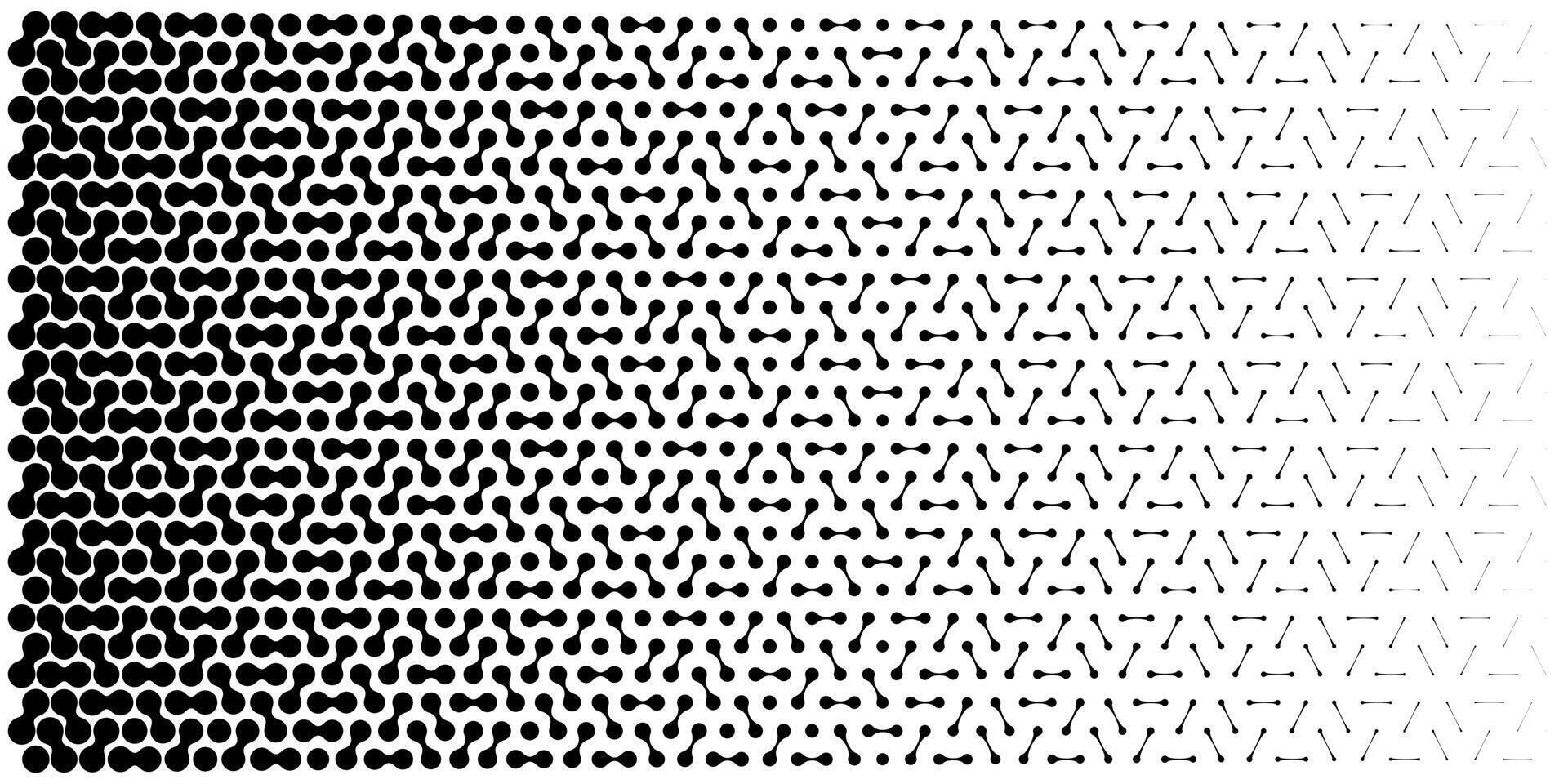 Connected dots bg. Organic shape pattern, geo relief pixel fade. Stipple circle noise, lattice abstract texture. Wavy form of cyber geometric particle. Blob spray half tone grid. Tech mosaic disperse vector