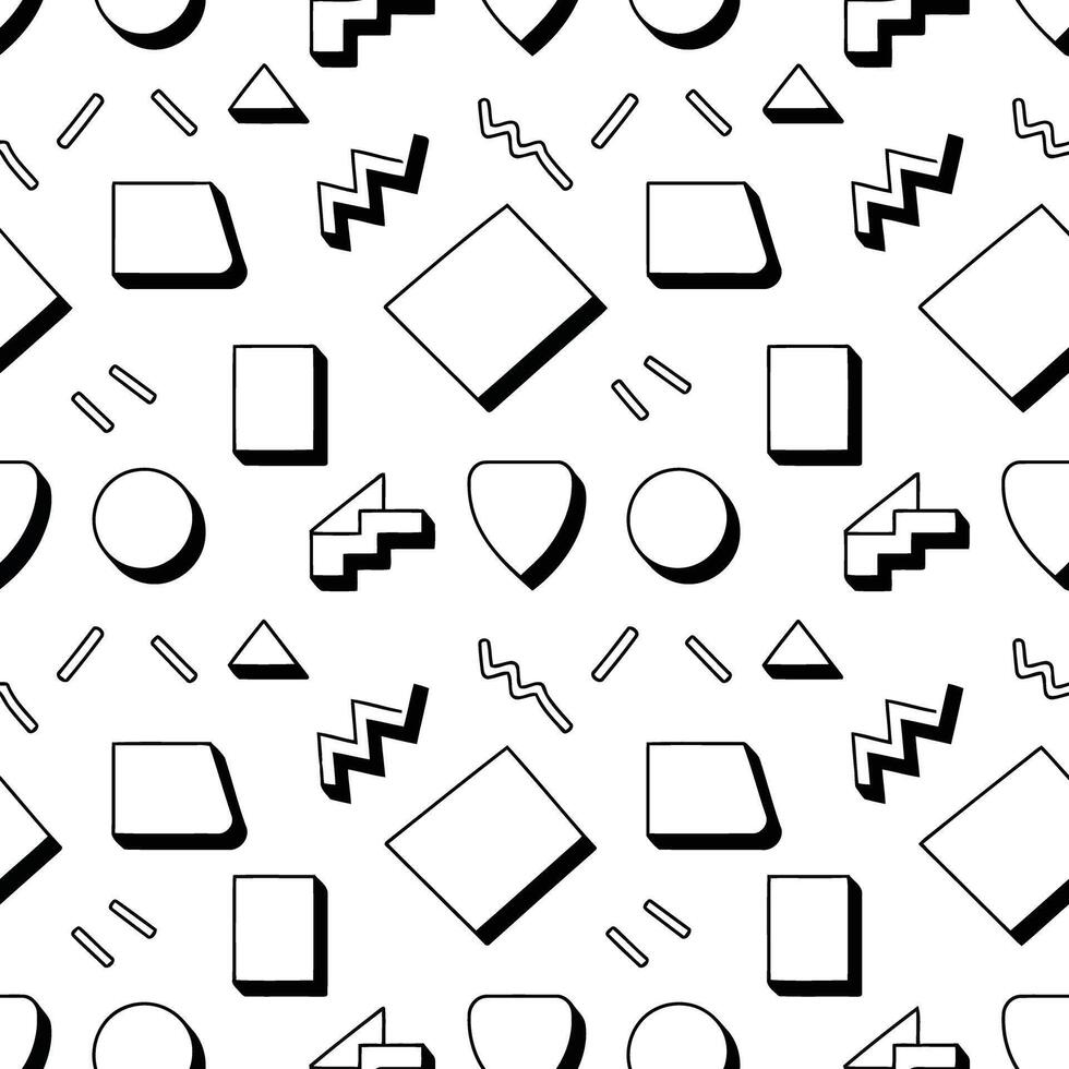 Abstract geometric pattern with shaded shapes isolated on white background illustration vector