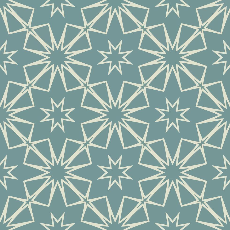 Geometric star pattern with a repeating motif in a teal and cream color scheme illustration vector