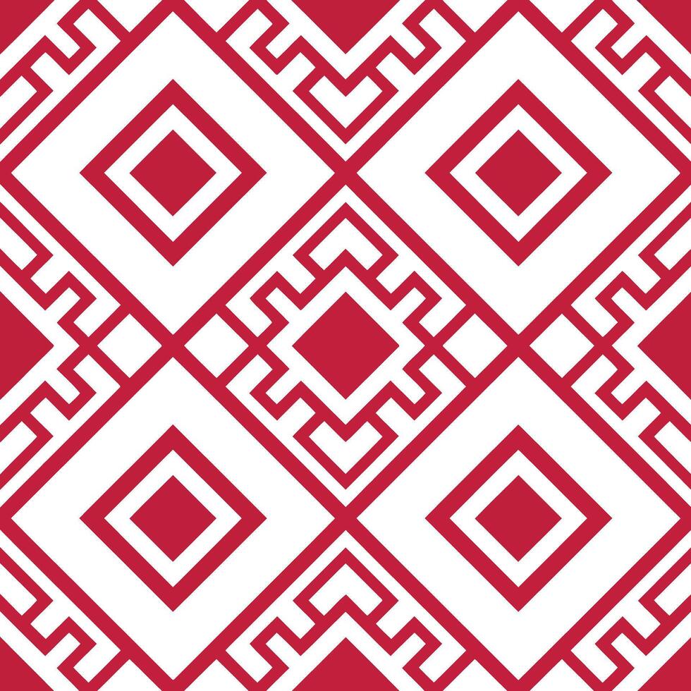 Bold geometric pattern with interlocking diamond shapes in red and white illustration vector