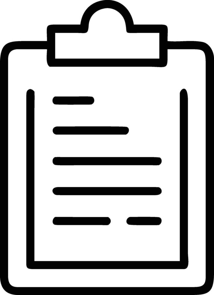 Outline drawing of a clipboard with a document and rounded corners vector