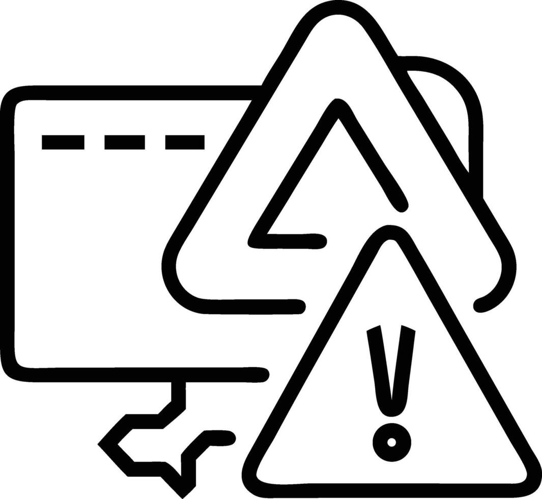 Computer error warning sign illustration for system failure and alert icon vector