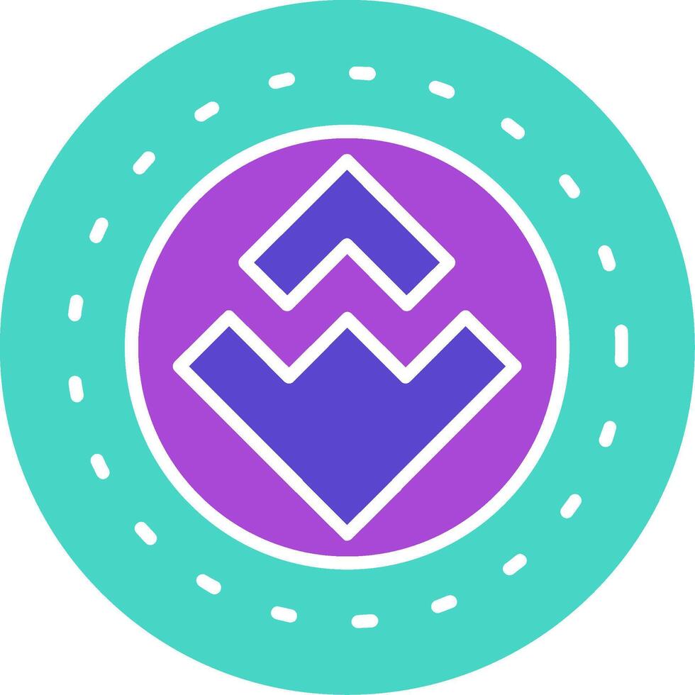 olas dos color icono cripto blockchain moneda vector