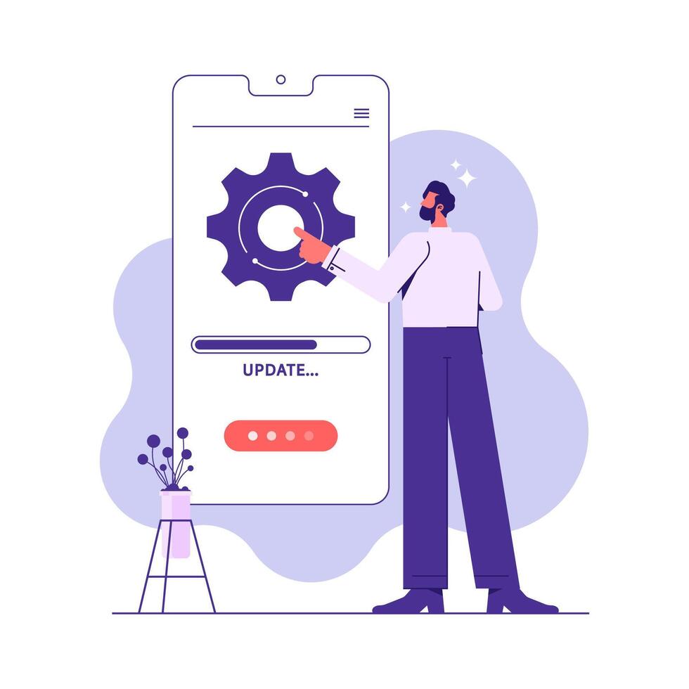 operación sistema actualizar Progreso concepto, datos sincronizar proceso y instalación programa vector