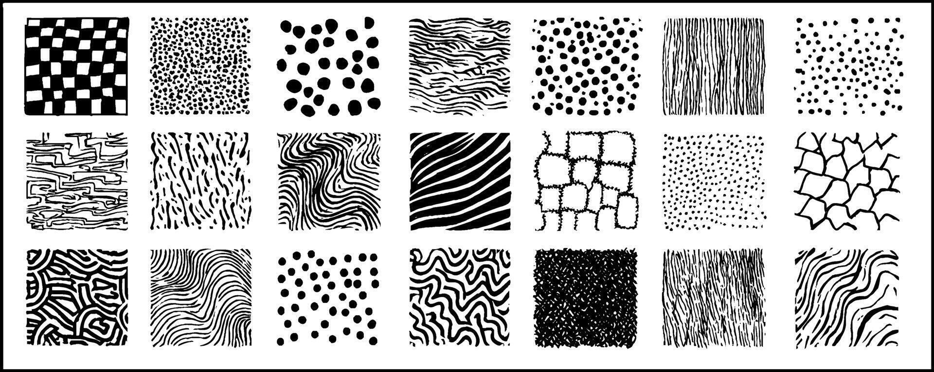 A set of black and white patterns with different designs vector