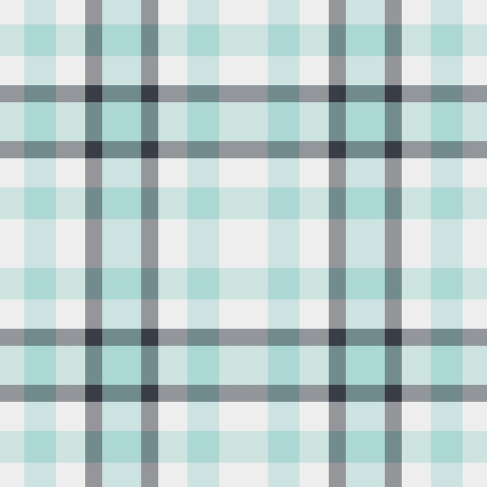 Classic plaid pattern in soft teal, gray, and white. Seamless design ideal for backgrounds, textiles, or graphic overlays. Versatile, calming texture. vector
