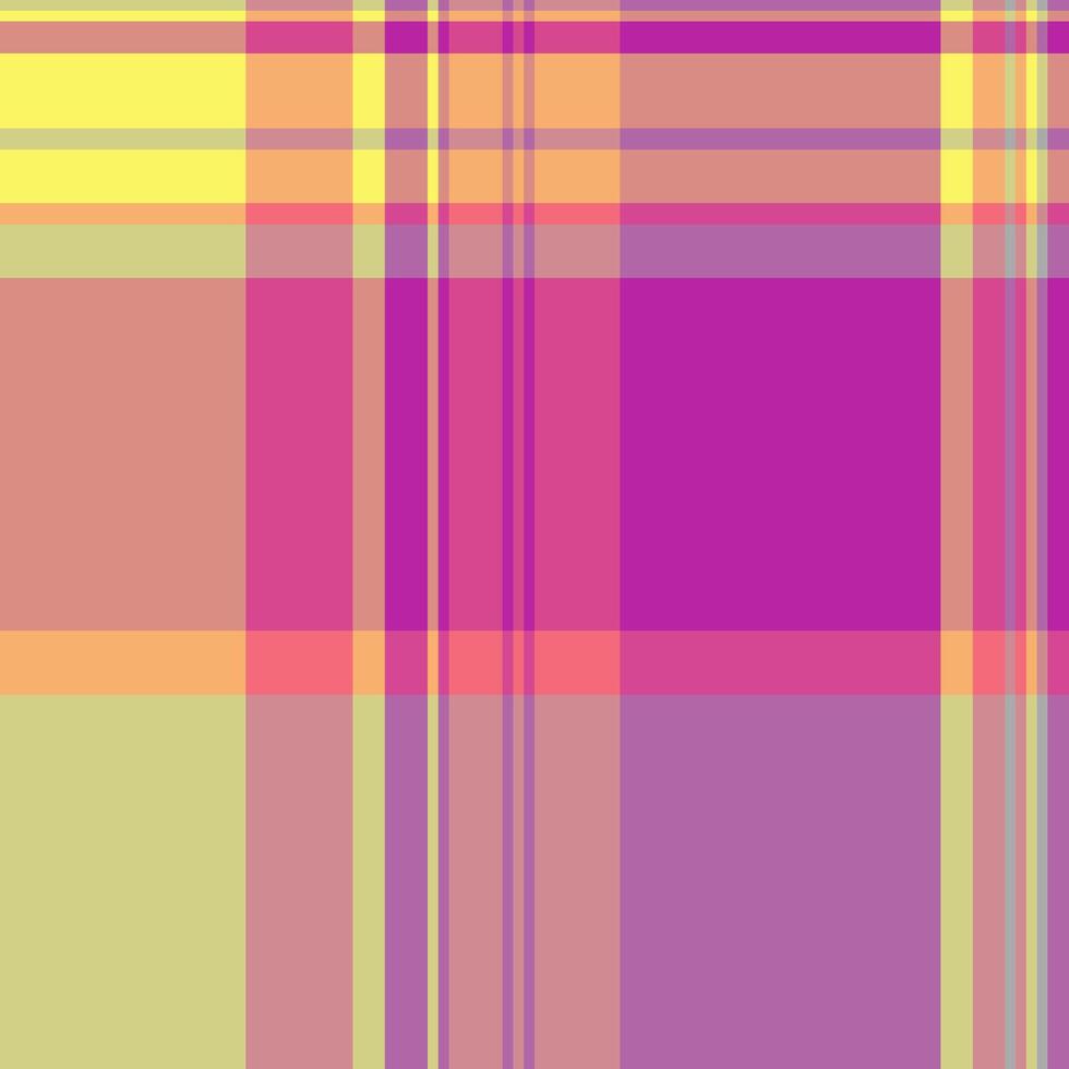 Vibrant plaid pattern featuring bold, overlapping lines and squares. Great as a background, texture, or abstract graphic element in various creative projects. vector