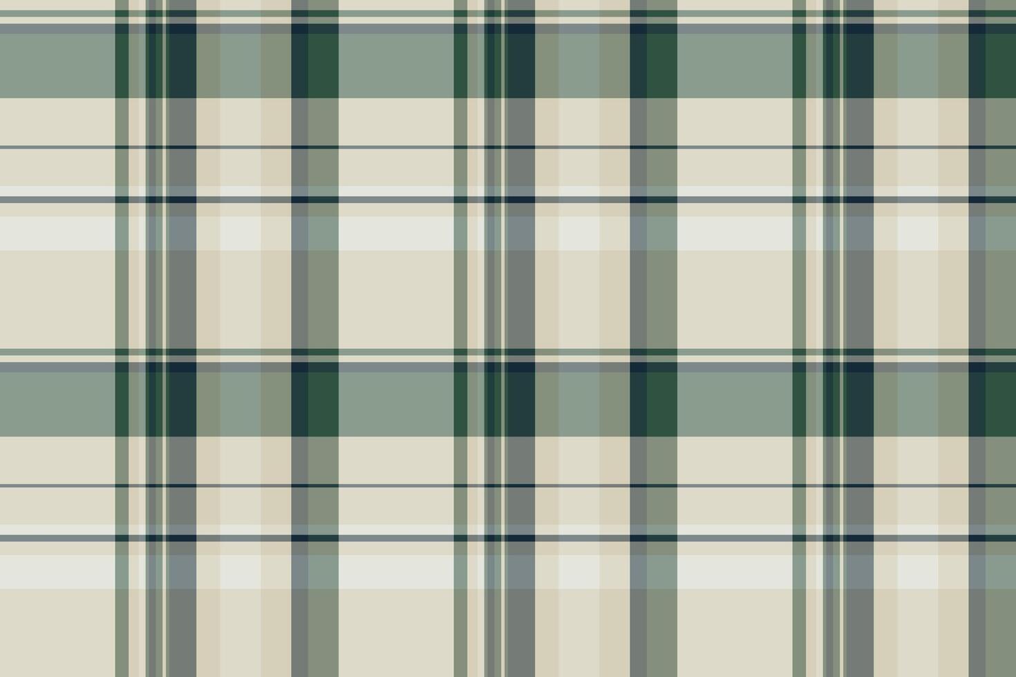 Calming plaid pattern with interwoven lines in neutral and green tones. Creates a seamless, versatile background. Ideal for textiles, design projects. vector