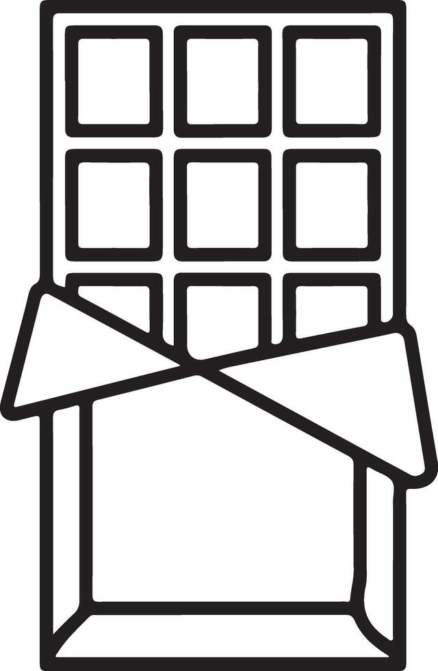Simple line art icon of a chocolate bar with wrapper partially open vector