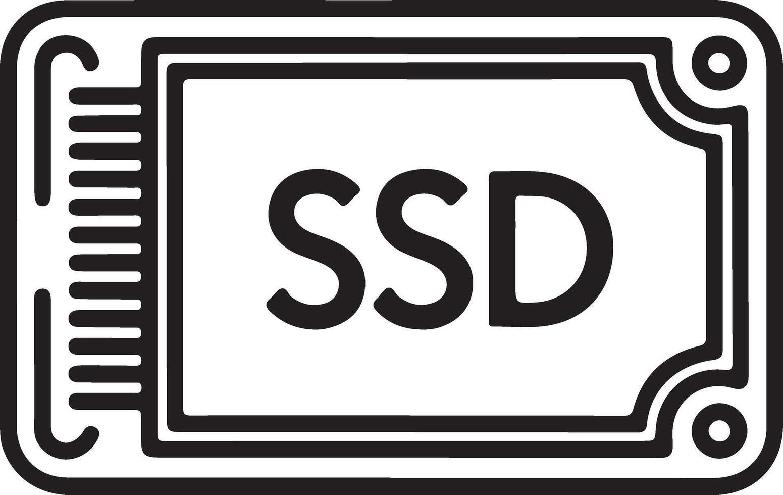 Simple outline icon representing a solid state drive ssd for computer storage and data technology vector