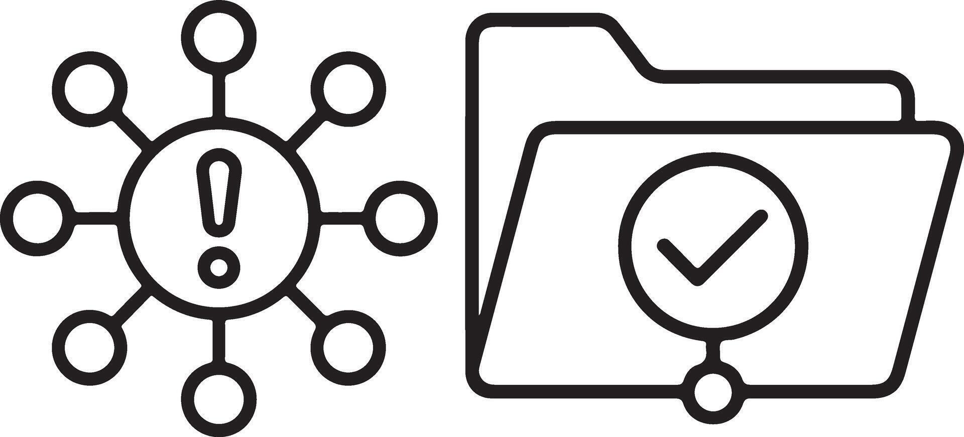 Centralized warning symbol with radiating connections representing a widespread alert or network issue vector