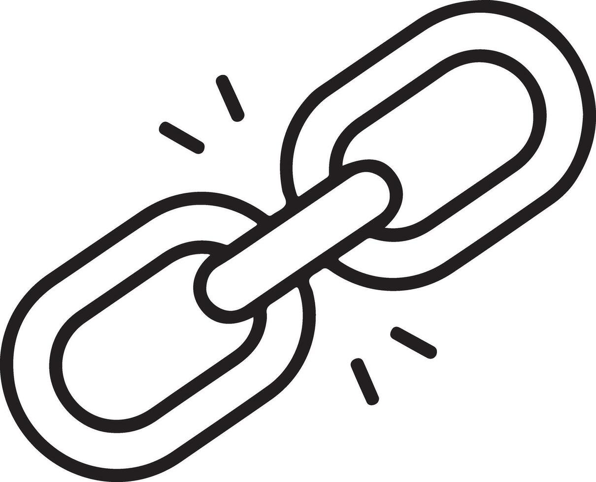 Simple outline icon of a broken chain link symbolizing connection failure or disruption vector