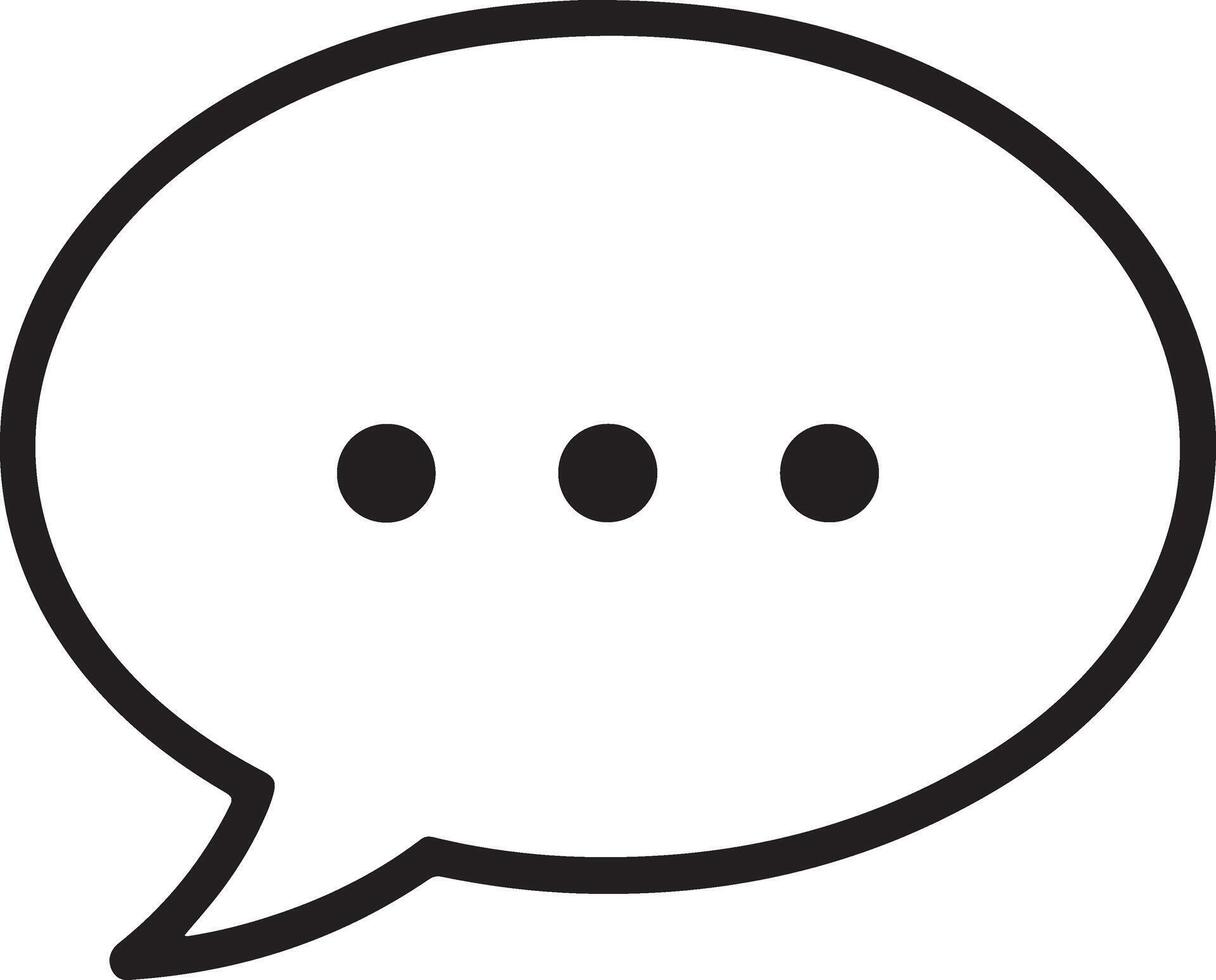 Simple outline of a speech bubble with three dots indicating conversation or thinking vector
