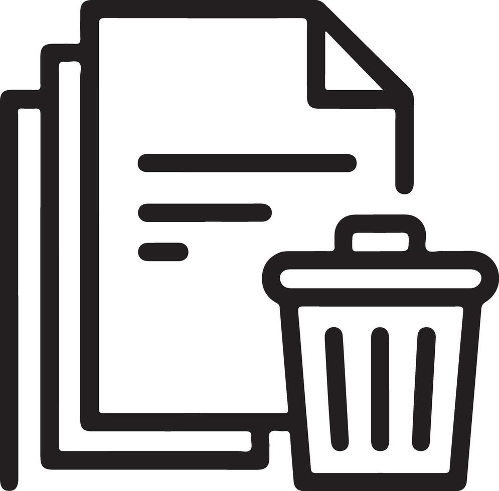 Simple line art icon representing deleting documents or files from a computer vector