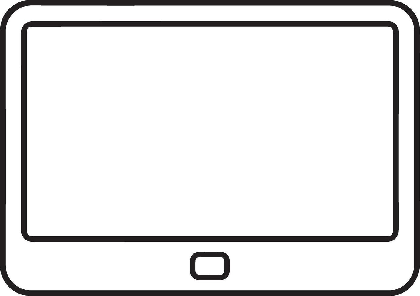 Simple outline drawing of a modern tablet device with a blank screen and a home button vector