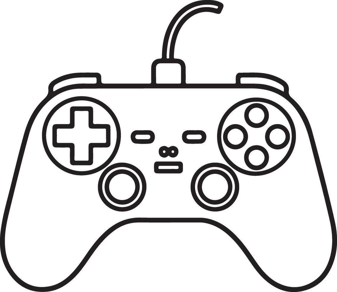 Classic wired game controller with buttons and joystick for retro gaming entertainment vector