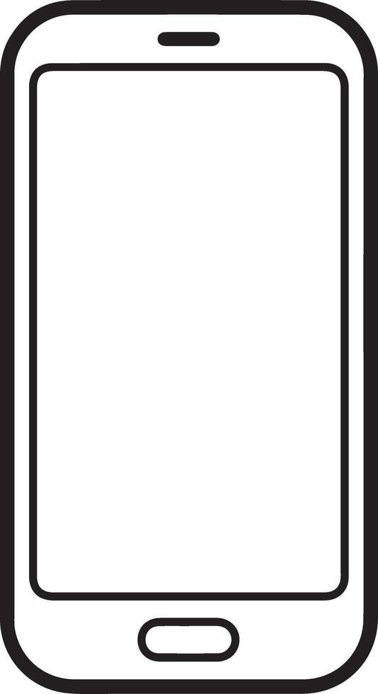 Simple outline illustration of a modern smartphone with a blank screen and home button vector