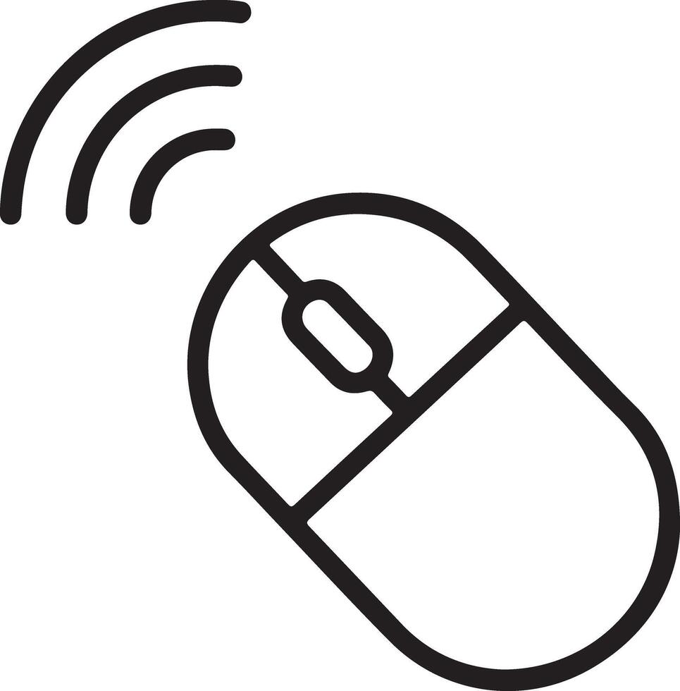 Wireless computer mouse icon representing connectivity and digital technology with signal waves vector