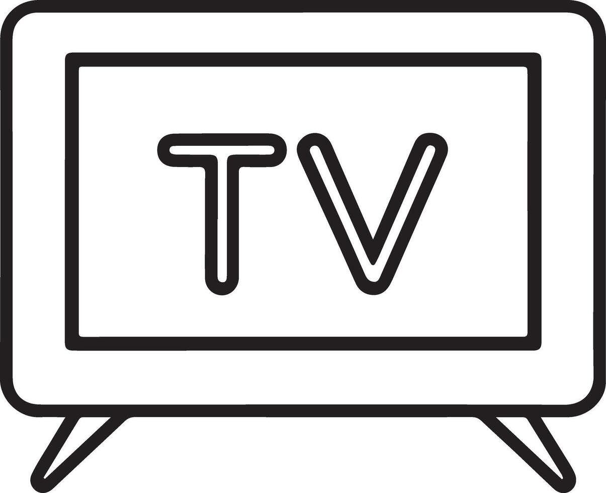 Simple outline drawing of a television screen with the letters tv displayed on its surface vector