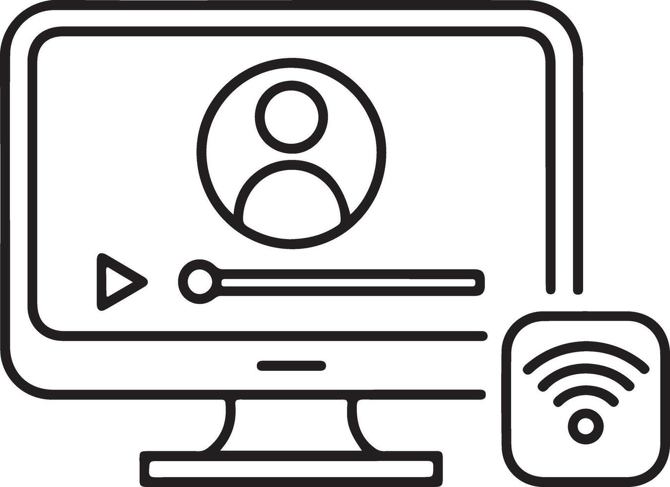 Computer screen displaying a player interface with a profile icon and a wi fi symbol vector