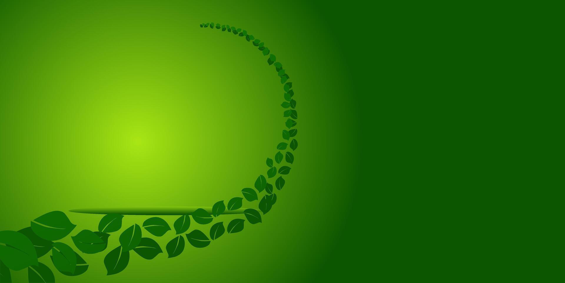 Abstract Green Background with Curving Leaf Pattern Design vector