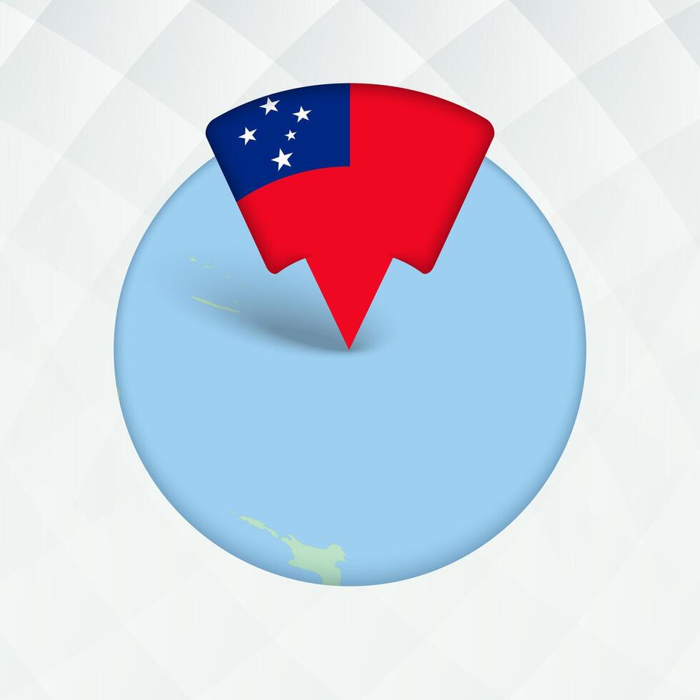 Samoa Map Highlighted with Flag Marker. vector