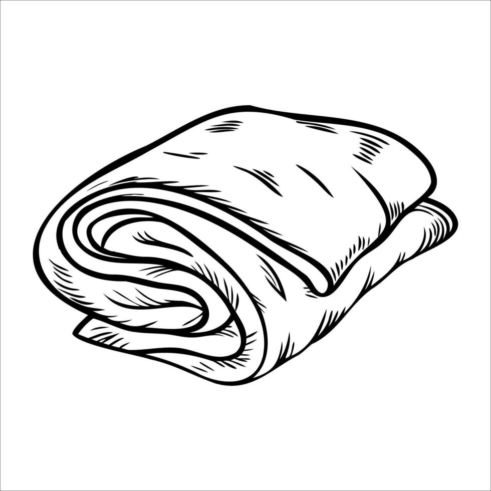 A rolled-up blanket made of soft fabric, showcasing a simple and practical design. Ideal for home use or outdoor activities. vector