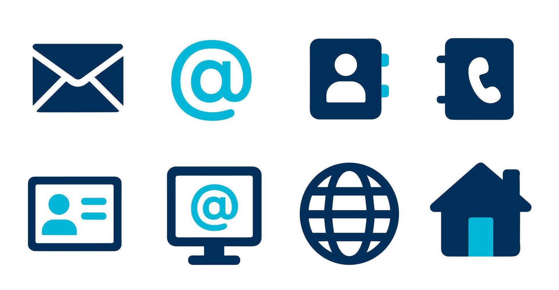Contact information symbols represent communication methods in a modern, clean style for business and personal use, promoting connection and accessibility. vector
