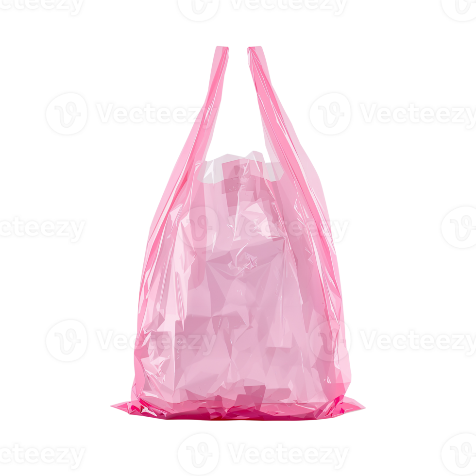 Rosa plástico compras saco flutuando dentro vazio com alças direito e visível png